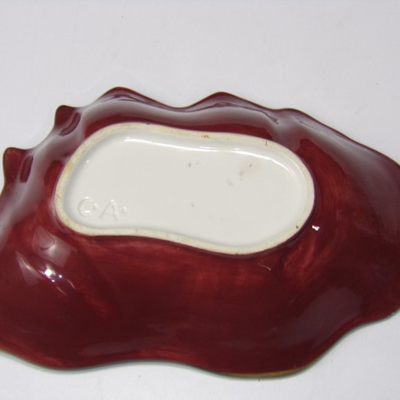 Vintage Clay Art C.A. Hand Painted Landscape Ceramic Nut Candy Serving Bowl VGC - Picture 7 of 9